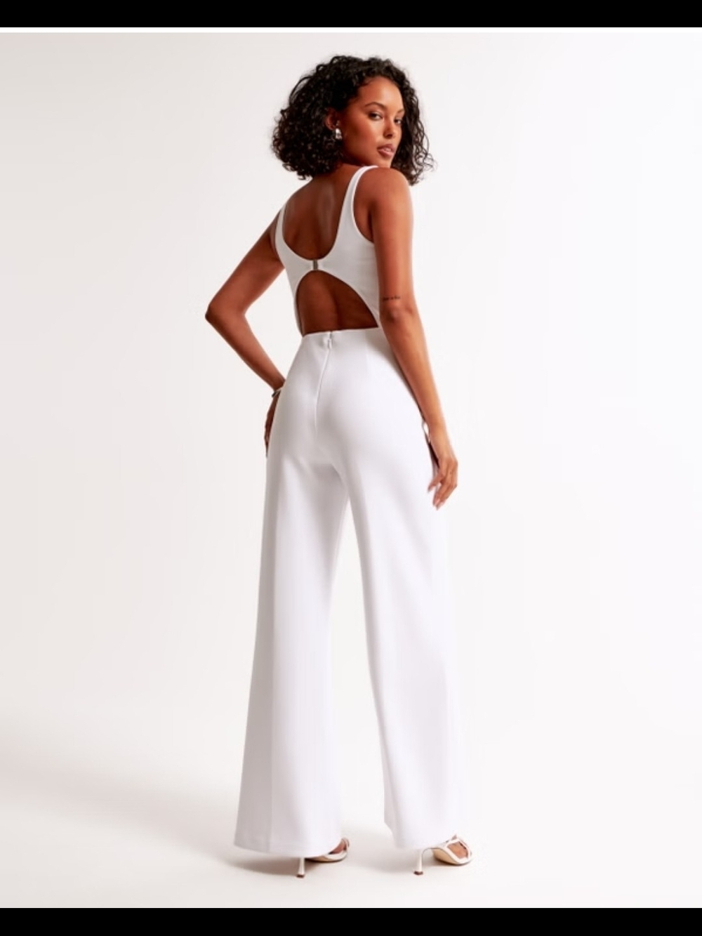 Abercrombie & Fitch White Wide-Leg Cutout Back Jumpsuit